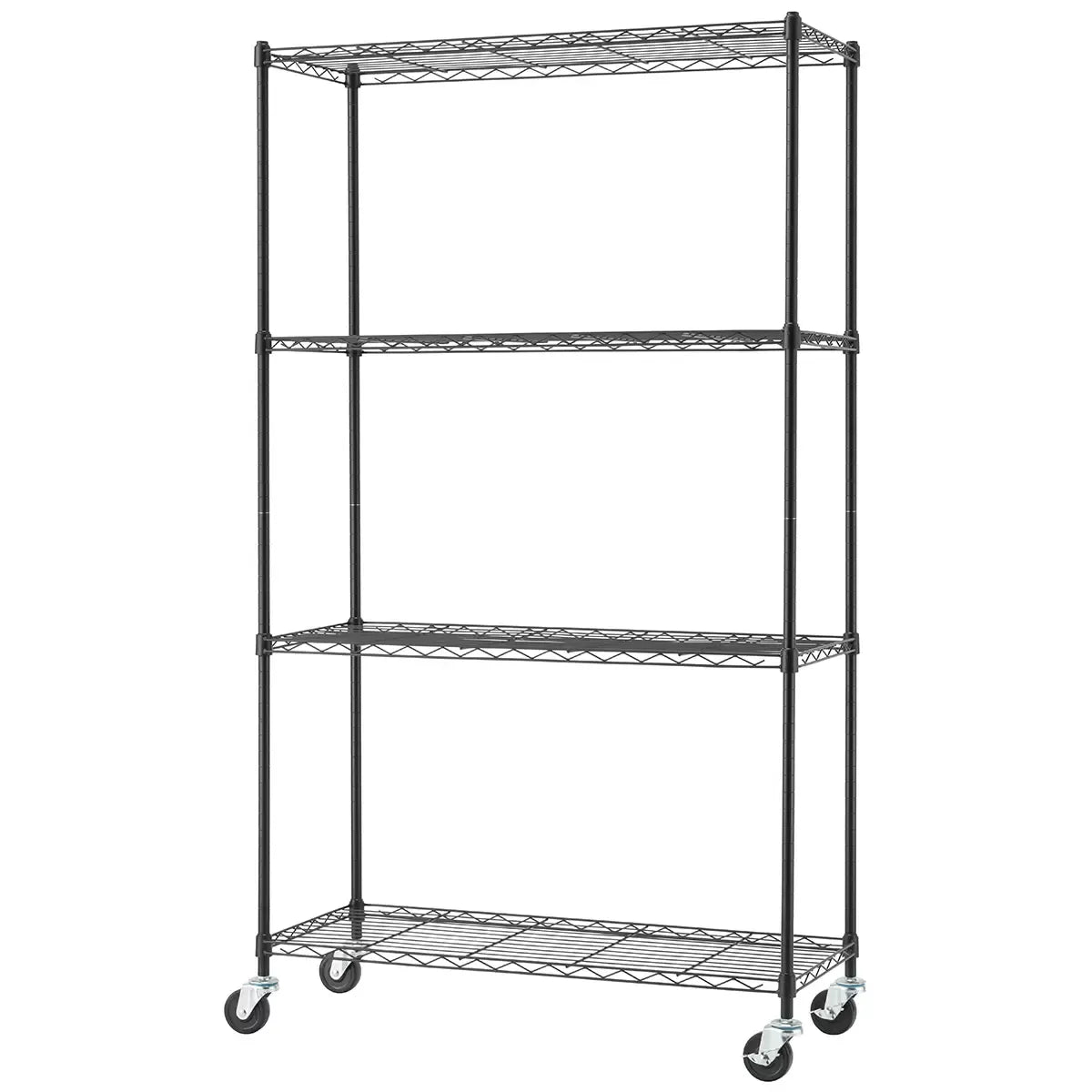 Black Basics 4 Tier Shelving Rack - 113.4kg Capacity Per Shelf